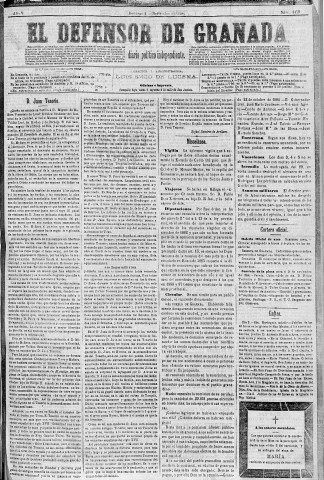 'El Defensor de Granada  : diario político independiente' - Año V Número 1479  - 1884 Noviembre 02