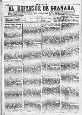 'El Defensor de Granada  : diario político independiente' - Año VI Número 1680  - 1885 Marzo 24