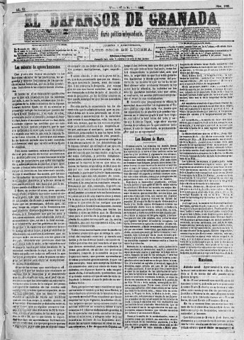 'El Defensor de Granada  : diario político independiente' - Año VI Número 1683  - 1885 Marzo 27
