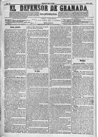 'El Defensor de Granada  : diario político independiente' - Año VII Número 1390  - 1885 Abril 09