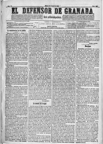 'El Defensor de Granada  : diario político independiente' - Año VII Número 1367  - 1885 Abril 11