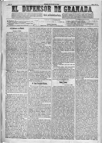 'El Defensor de Granada  : diario político independiente' - Año VI Número 1708  - 1885 Abril 22