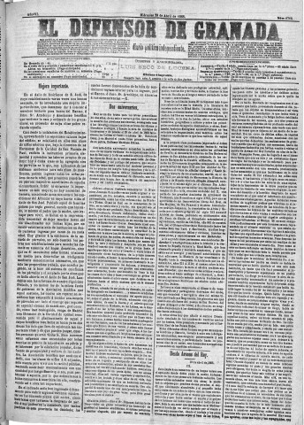 'El Defensor de Granada  : diario político independiente' - Año VI Número 1715  - 1885 Abril 29