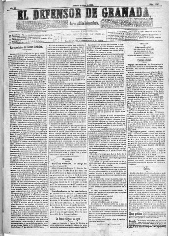'El Defensor de Granada  : diario político independiente' - Año VI Número 1727  - 1885 Mayo 11