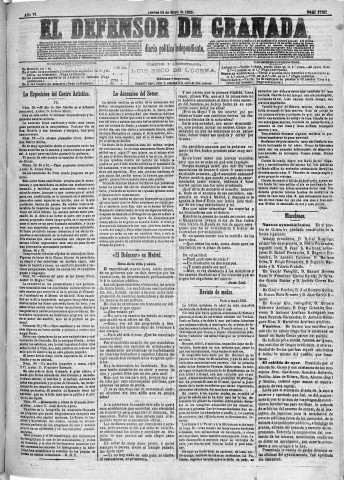 'El Defensor de Granada  : diario político independiente' - Año VI Número 1730  - 1885 Mayo 14