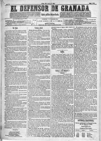 'El Defensor de Granada  : diario político independiente' - Año VI Número 1674  - 1885 Mayo 18