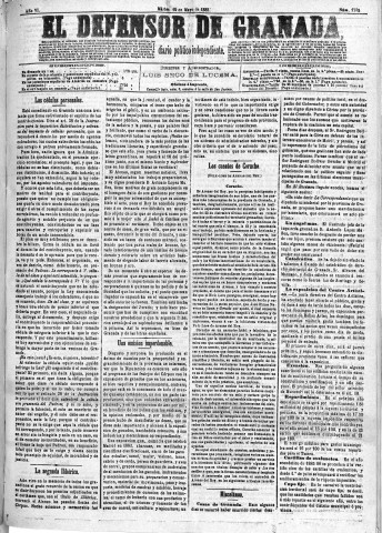'El Defensor de Granada  : diario político independiente' - Año VI Número 1735  - 1885 Mayo 19