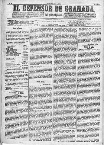 'El Defensor de Granada  : diario político independiente' - Año VI Número 1737  - 1885 Mayo 21