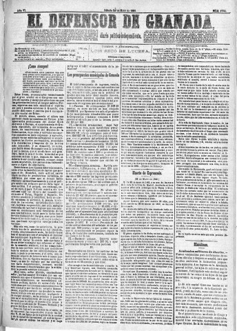'El Defensor de Granada  : diario político independiente' - Año VI Número 1738  - 1885 Mayo 23