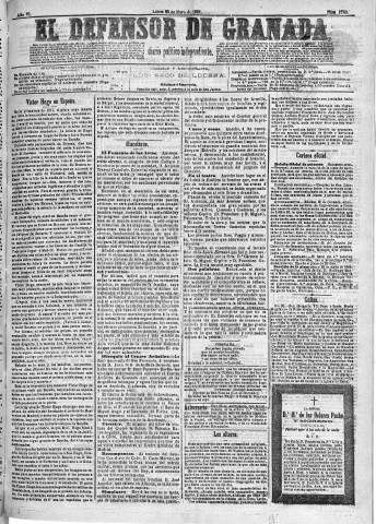 'El Defensor de Granada  : diario político independiente' - Año VI Número 1740  - 1885 Mayo 25