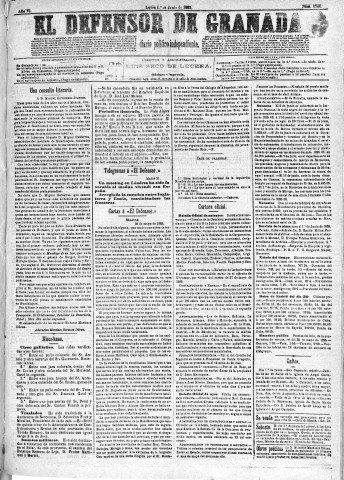 'El Defensor de Granada  : diario político independiente' - Año VI Número 1748  - 1885 Junio 01