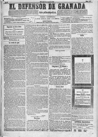 'El Defensor de Granada  : diario político independiente' - Año VI Número 1757  - 1885 Junio 10