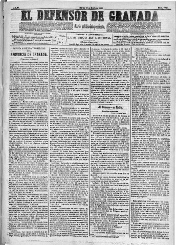 'El Defensor de Granada  : diario político independiente' - Año VI Número 1763  - 1885 Junio 16