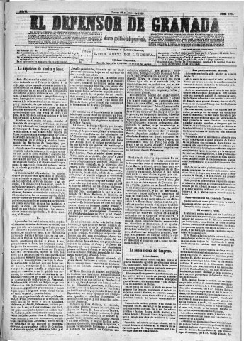 'El Defensor de Granada  : diario político independiente' - Año VI Número 1764  - 1885 Junio 18