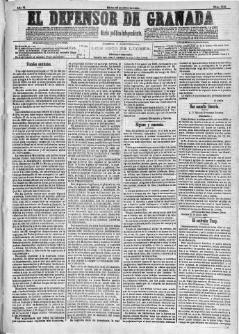 'El Defensor de Granada  : diario político independiente' - Año VI Número 1769  - 1885 Junio 23
