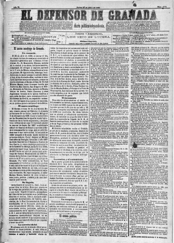 'El Defensor de Granada  : diario político independiente' - Año VI Número 1771  - 1885 Junio 25