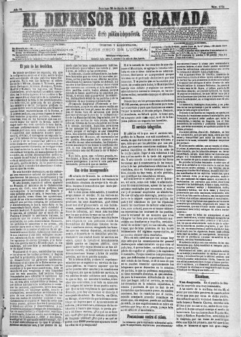 'El Defensor de Granada  : diario político independiente' - Año VI Número 1774  - 1885 Junio 28
