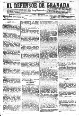 'El Defensor de Granada  : diario político independiente' - Año VI Número 1781  - 1885 Julio 05