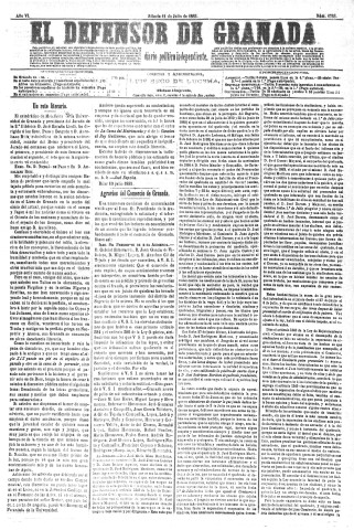 'El Defensor de Granada  : diario político independiente' - Año VI Número 1788  - 1885 Julio 11