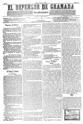 'El Defensor de Granada  : diario político independiente' - Año VI Número 1790  - 1885 Julio 13