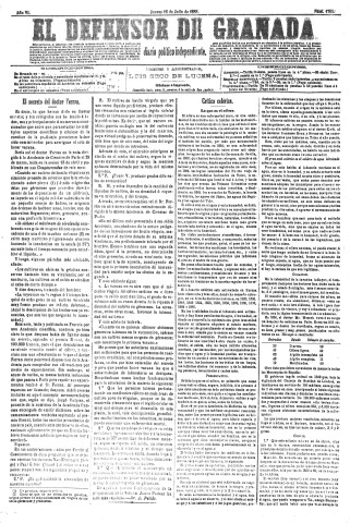 'El Defensor de Granada  : diario político independiente' - Año VI Número 1793  - 1885 Julio 16