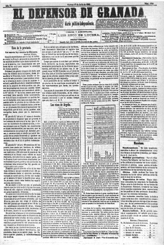 'El Defensor de Granada  : diario político independiente' - Año VI Número 1794  - 1885 Julio 17