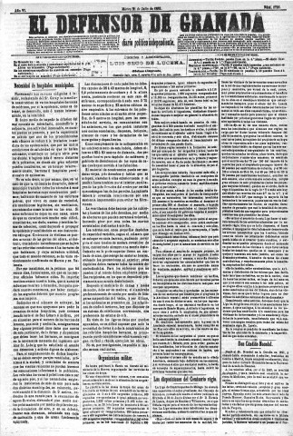 'El Defensor de Granada  : diario político independiente' - Año VI Número 1798  - 1885 Julio 21