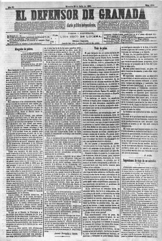 'El Defensor de Granada  : diario político independiente' - Año VI Número 1799  - 1885 Julio 22