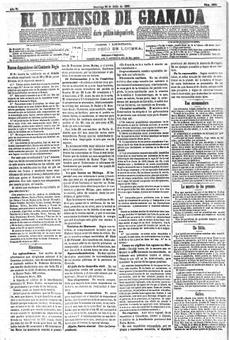 'El Defensor de Granada  : diario político independiente' - Año VI Número 1803  - 1885 Julio 26