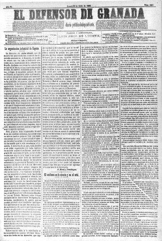 'El Defensor de Granada  : diario político independiente' - Año VI Número 1807  - 1885 Julio 30