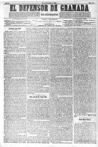 'El Defensor de Granada  : diario político independiente' - Año VI Número 1808  - 1885 Julio 31