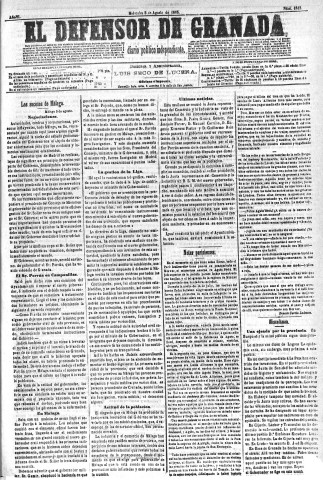 'El Defensor de Granada  : diario político independiente' - Año VI Número 1813  - 1885 Agosto 05