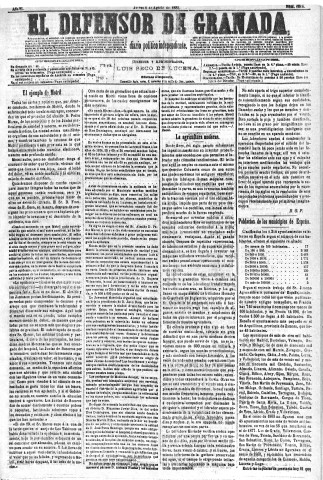 'El Defensor de Granada  : diario político independiente' - Año VI Número 1814  - 1885 Agosto 06