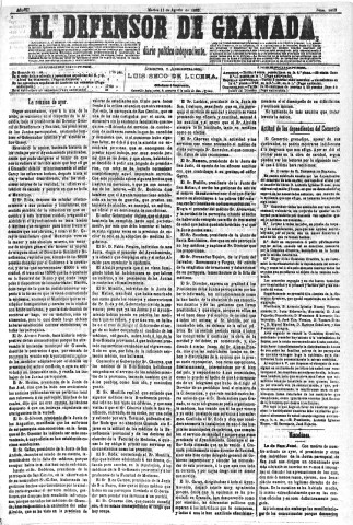 'El Defensor de Granada  : diario político independiente' - Año VI Número 1819  - 1885 Agosto 11