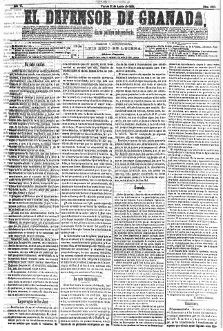 'El Defensor de Granada  : diario político independiente' - Año VI Número 1829  - 1885 Agosto 21