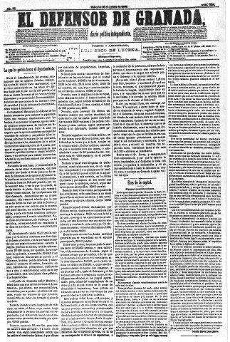'El Defensor de Granada  : diario político independiente' - Año VI Número 1834  - 1885 Agosto 26
