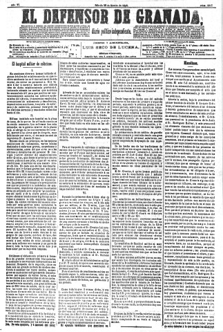 'El Defensor de Granada  : diario político independiente' - Año VI Número 1837  - 1885 Agosto 29