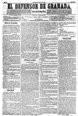 'El Defensor de Granada  : diario político independiente' - Año VI Número 1838  - 1885 Agosto 30