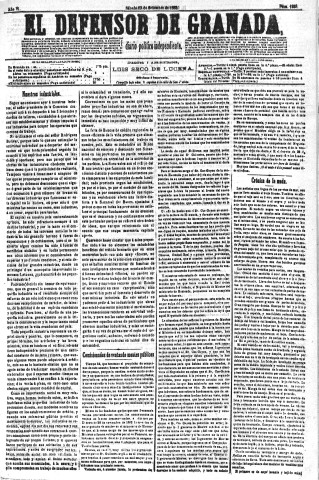 'El Defensor de Granada  : diario político independiente' - Año VI Número 1858  - 1885 Septiembre 19