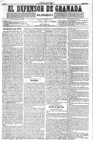'El Defensor de Granada  : diario político independiente' - Año VI Número 1859  - 1885 Septiembre 20