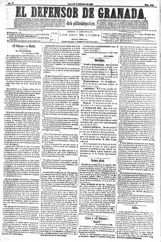 'El Defensor de Granada  : diario político independiente' - Año VI Número 1860  - 1885 Septiembre 21