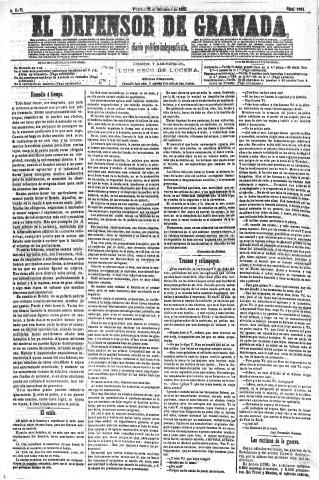 'El Defensor de Granada  : diario político independiente' - Año VI Número 1864  - 1885 Septiembre 25