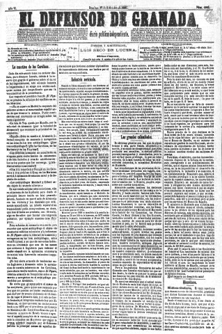 'El Defensor de Granada  : diario político independiente' - Año VI Número 1866  - 1885 Septiembre 27
