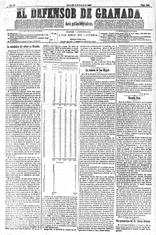 'El Defensor de Granada  : diario político independiente' - Año VI Número 1868  - 1885 Septiembre 29