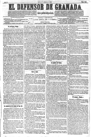 'El Defensor de Granada  : diario político independiente' - Año VI Número 1890  - 1885 Octubre 01