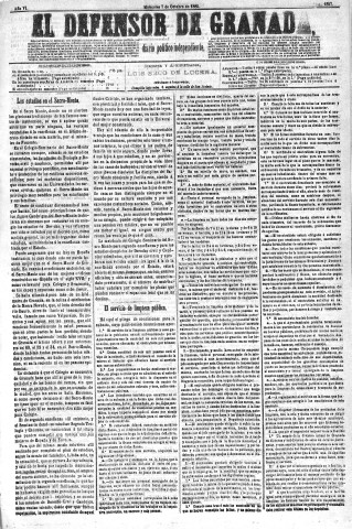 'El Defensor de Granada  : diario político independiente' - Año VI Número 1897  - 1885 Octubre 07