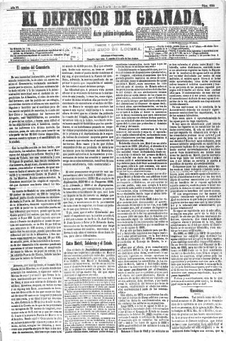 'El Defensor de Granada  : diario político independiente' - Año VI Número 1898  - 1885 Octubre 08