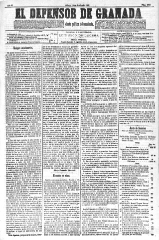 'El Defensor de Granada  : diario político independiente' - Año VI Número 1879  - 1885 Octubre 10