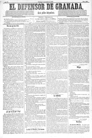 'El Defensor de Granada  : diario político independiente' - Año VI Número 1880  - 1885 Octubre 11