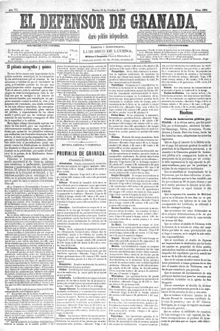 'El Defensor de Granada  : diario político independiente' - Año VI Número 1882  - 1885 Octubre 13